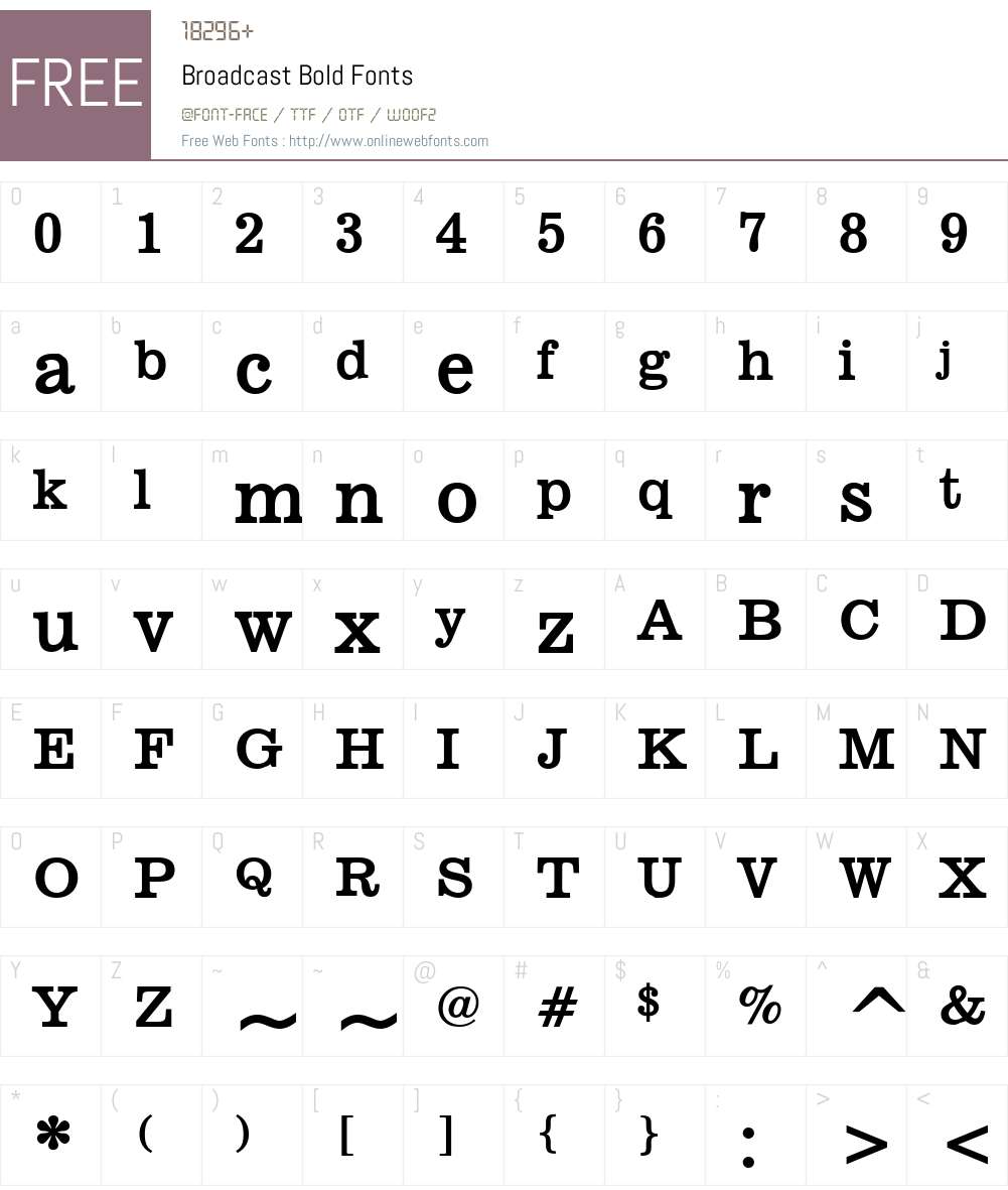 Broadcast Font Screenshots