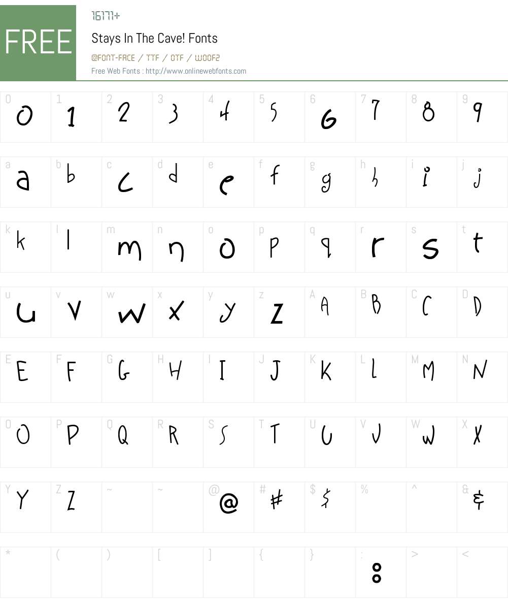 Stays In The Cave! Font Screenshots