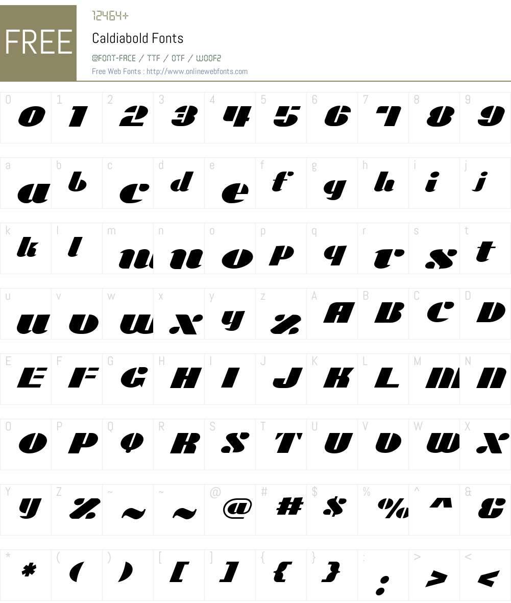 Caldiabold Font Screenshots