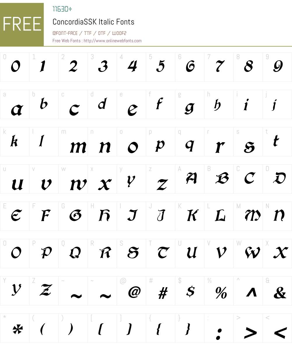 ConcordiaSSK Font Screenshots