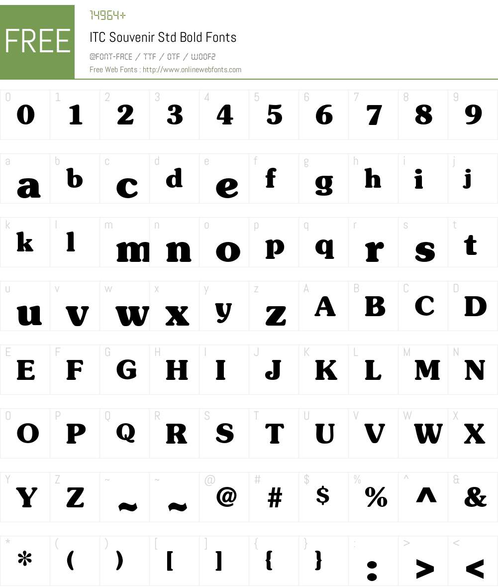 ITC Souvenir Std Font Screenshots