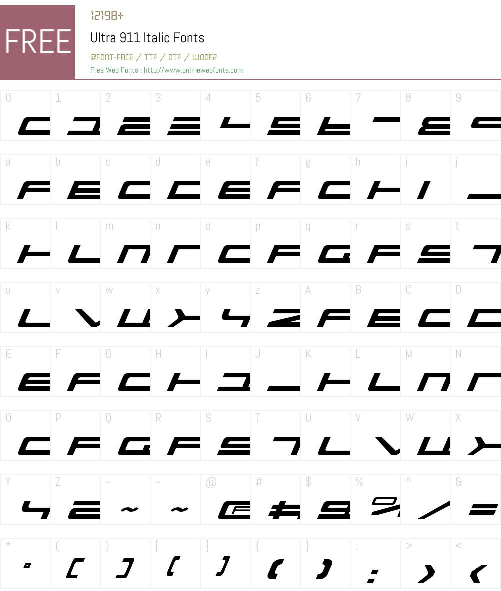 Ultra 911 Italic Font Screenshots