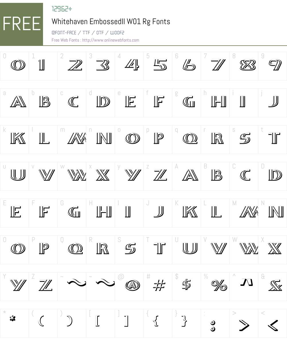 WhitehavenEmbossedIIW01-Rg Font Screenshots