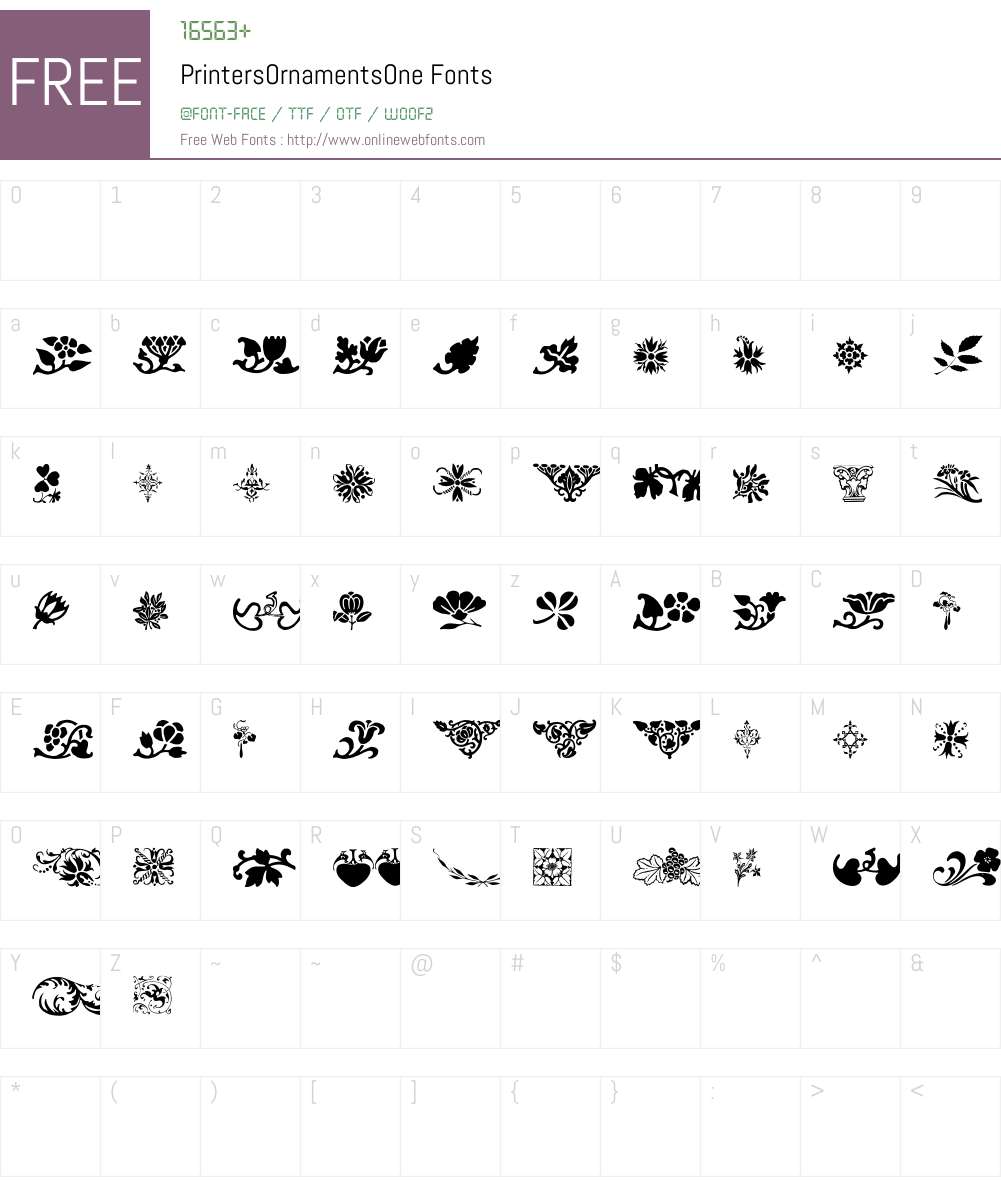 PrintersOrnamentsOne Font Screenshots