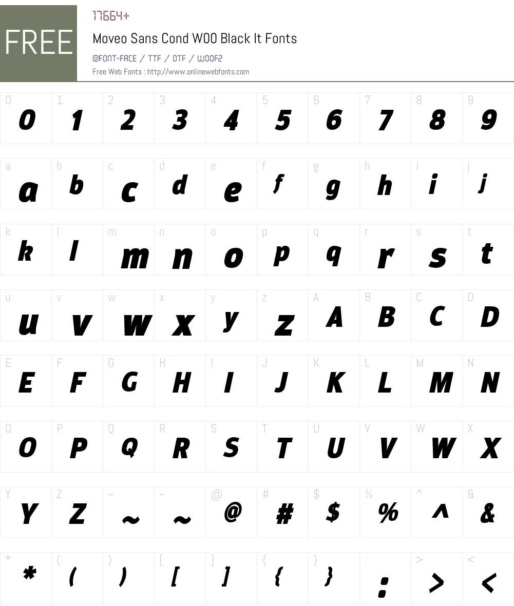 MoveoSansCondW00-BlackIt Font Screenshots