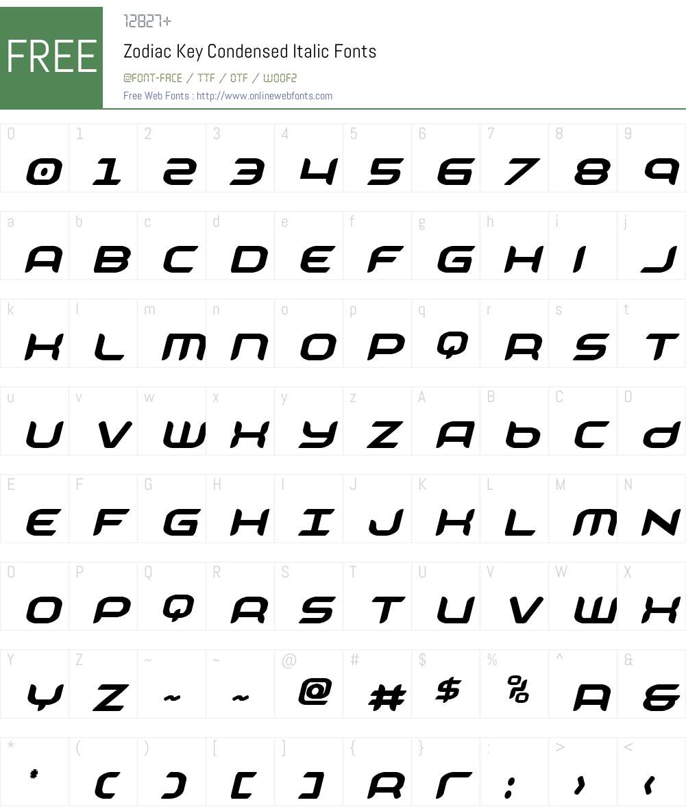 Zodiac Key Condensed Italic 1.0; 2022 Fonts Free Download 