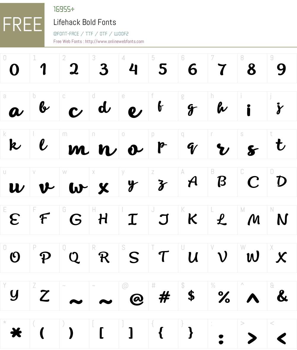 Lifehack-Bold Font Screenshots