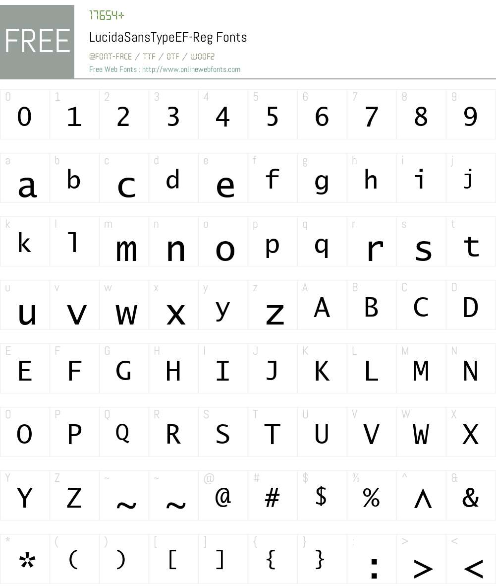 LucidaSansTypeEF Font Screenshots