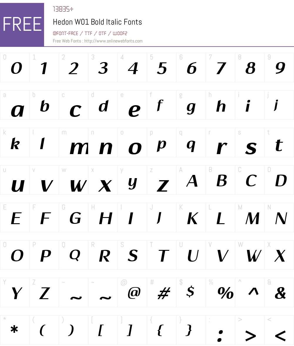 HedonW01-BoldItalic Font Screenshots
