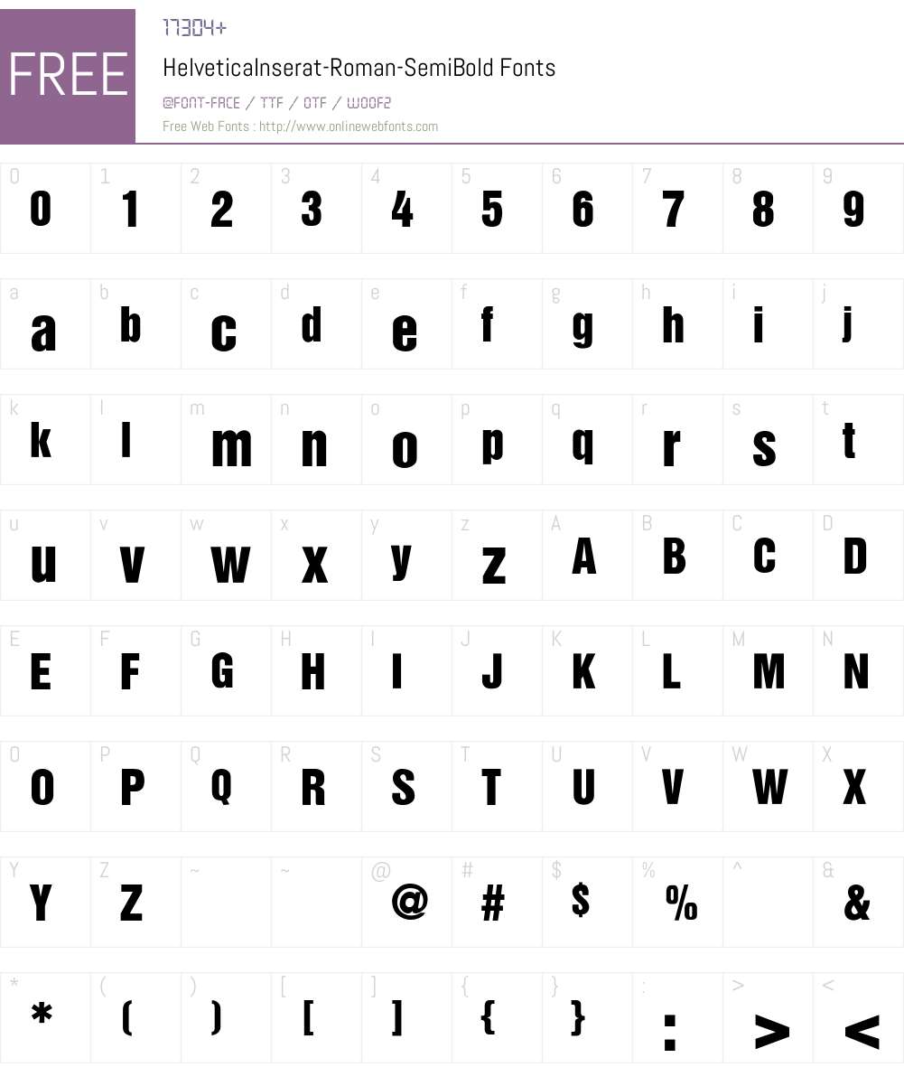 HelveticaInserat-Roman-SemiBold Font Screenshots