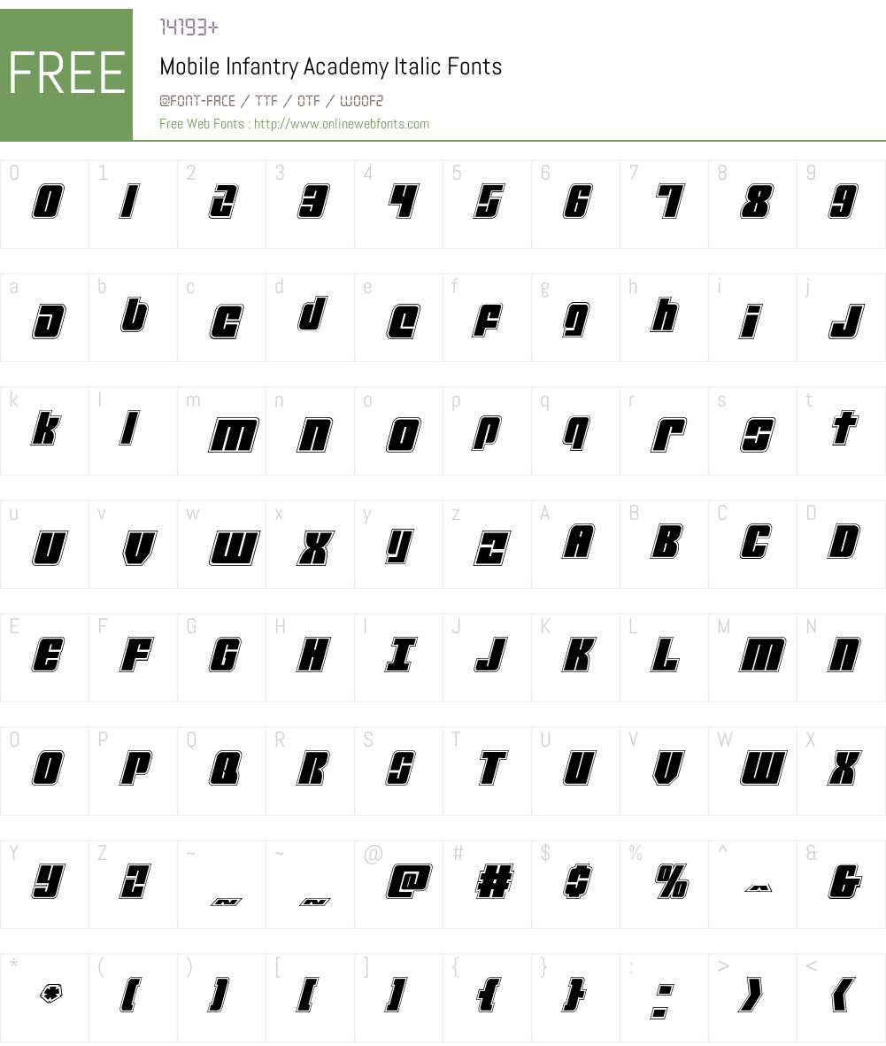 Mobile Infantry Academy Italic Font Screenshots