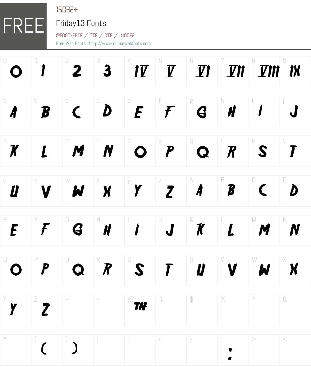 Friday13 Font Screenshots