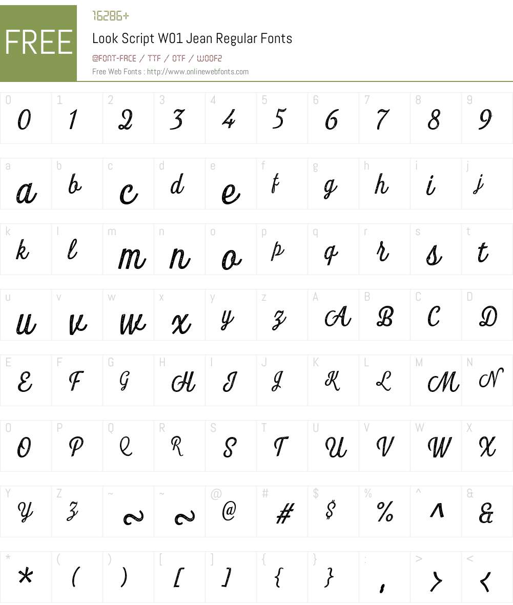 LookScriptW01-JeanRegular Font Screenshots
