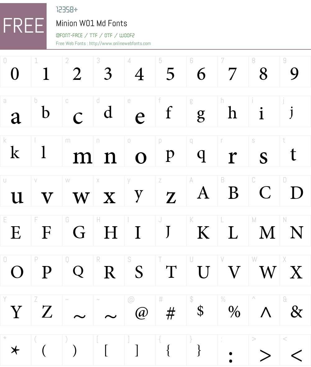 MinionW01-Md Font Screenshots