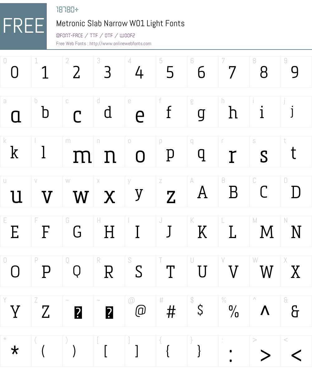 MetronicSlabNarrowW01-Light Font Screenshots