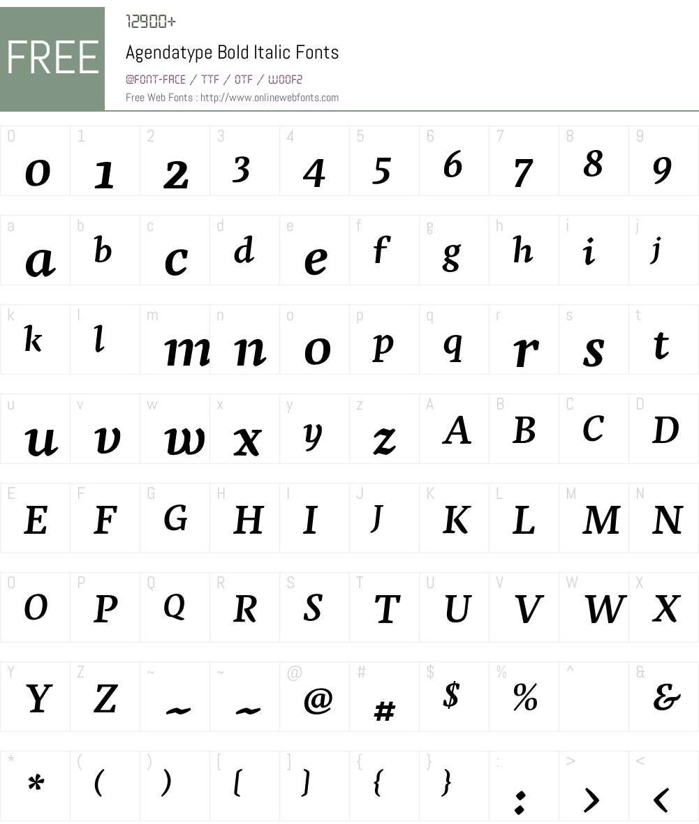 Agendatype Font Screenshots
