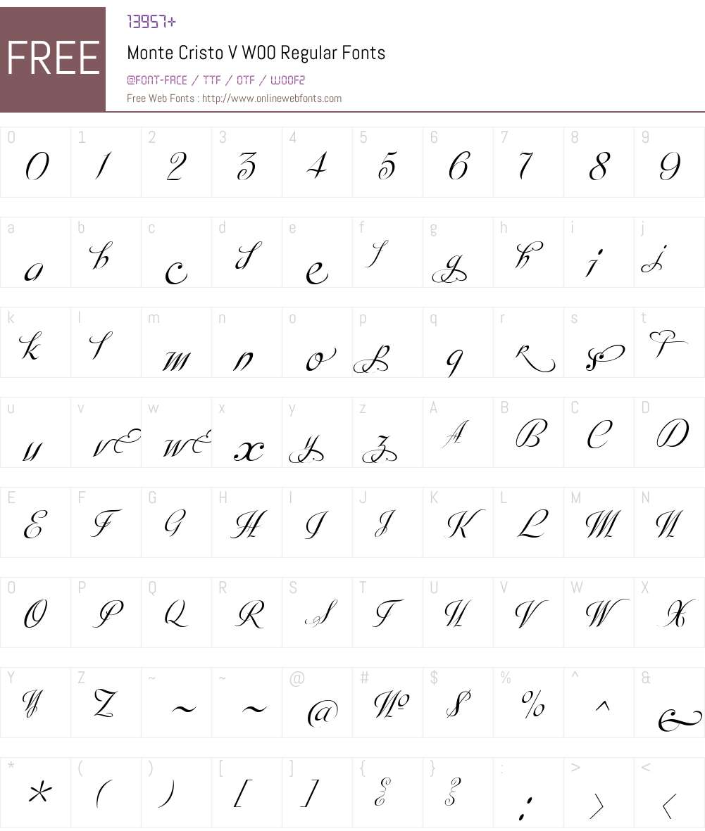 MonteCristoVW00-Regular Font Screenshots