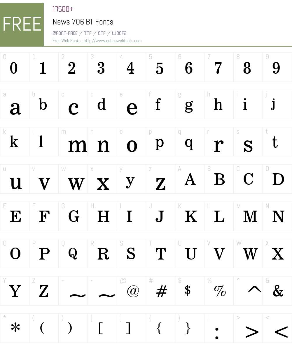 News706 BT Font Screenshots
