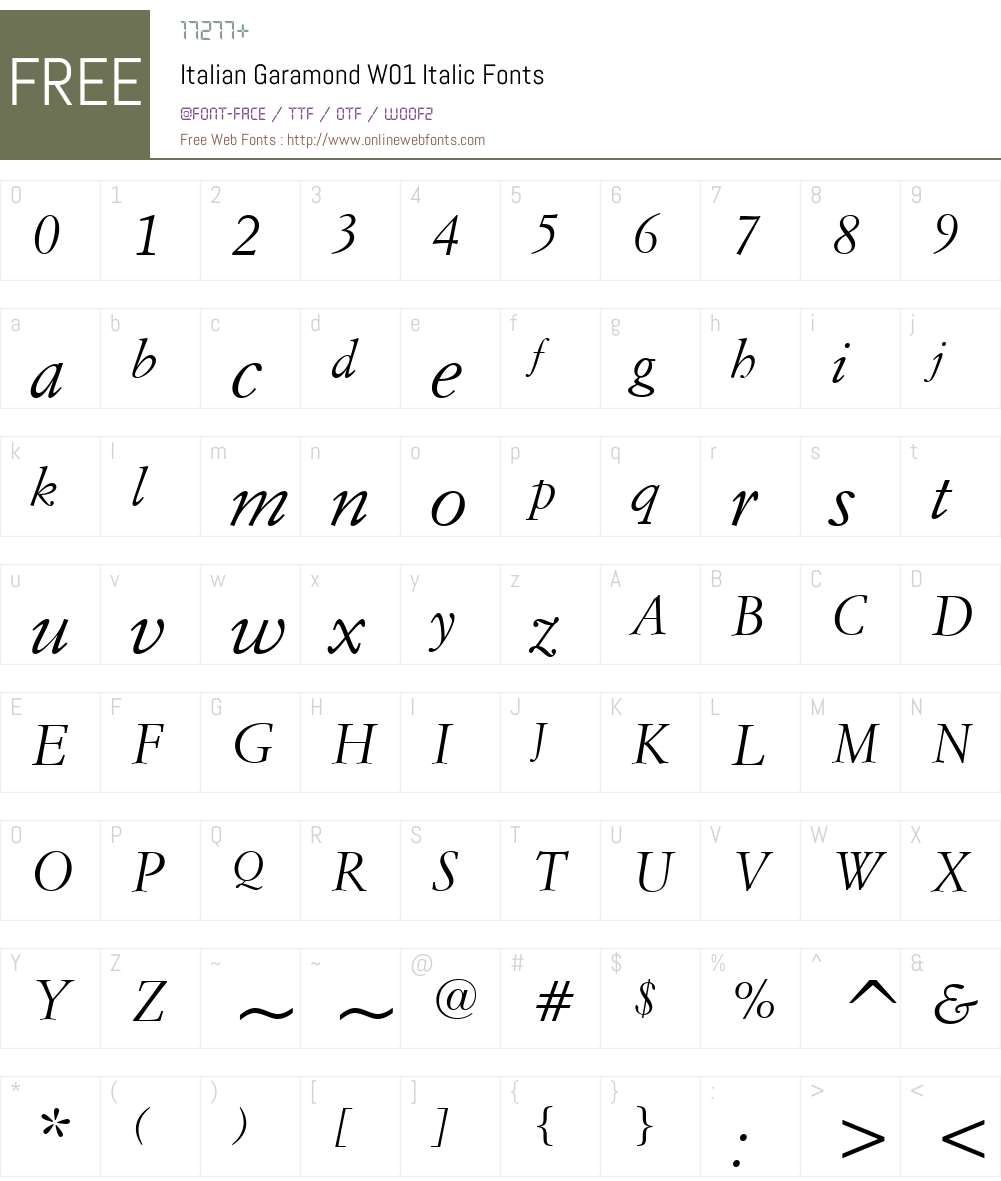 ItalianGaramondW01-Italic Font Screenshots