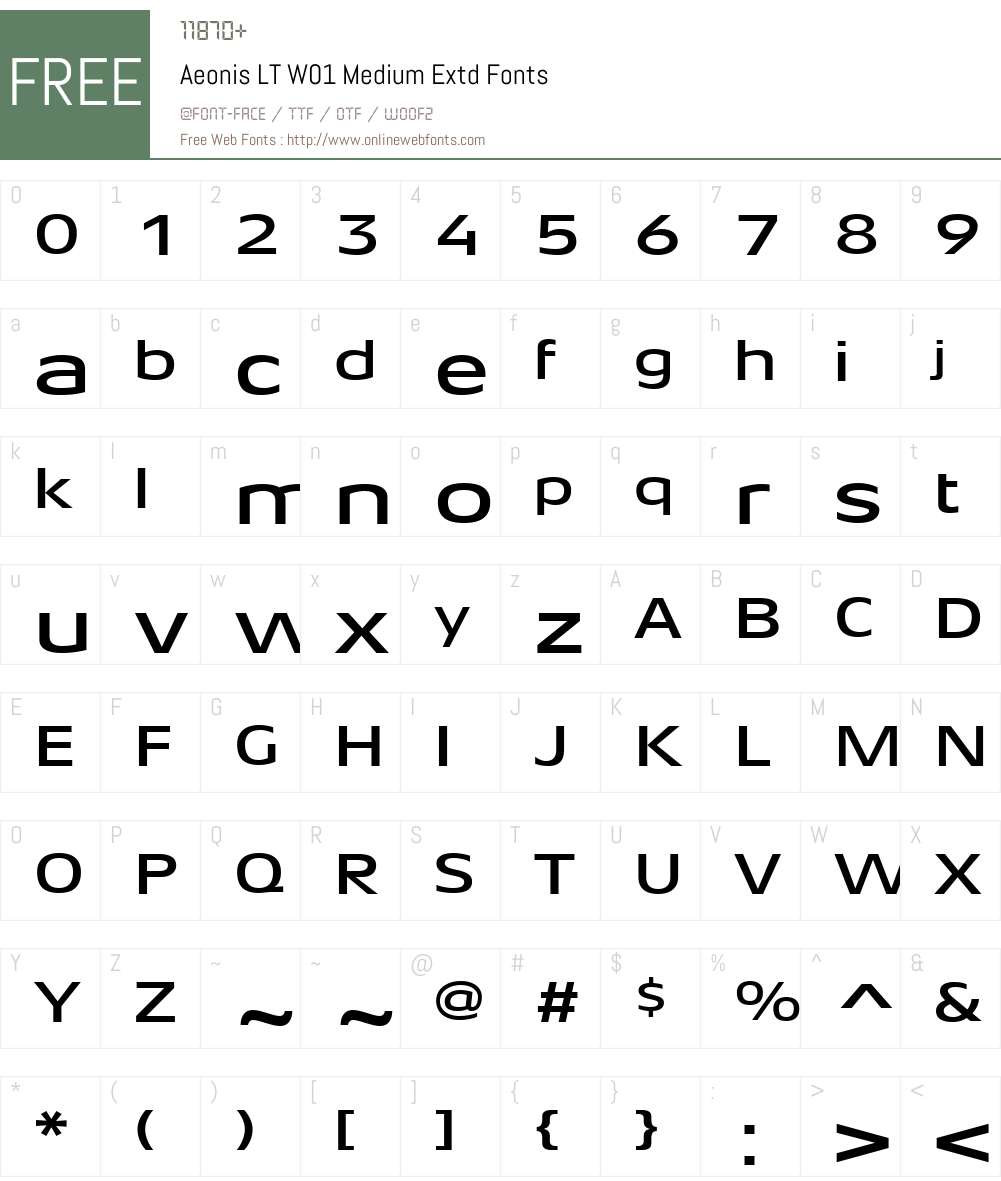 AeonisLTW01-MediumExtd Font Screenshots
