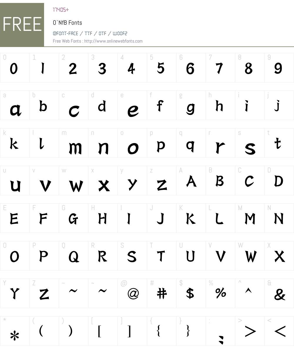 O`NfB Font Screenshots