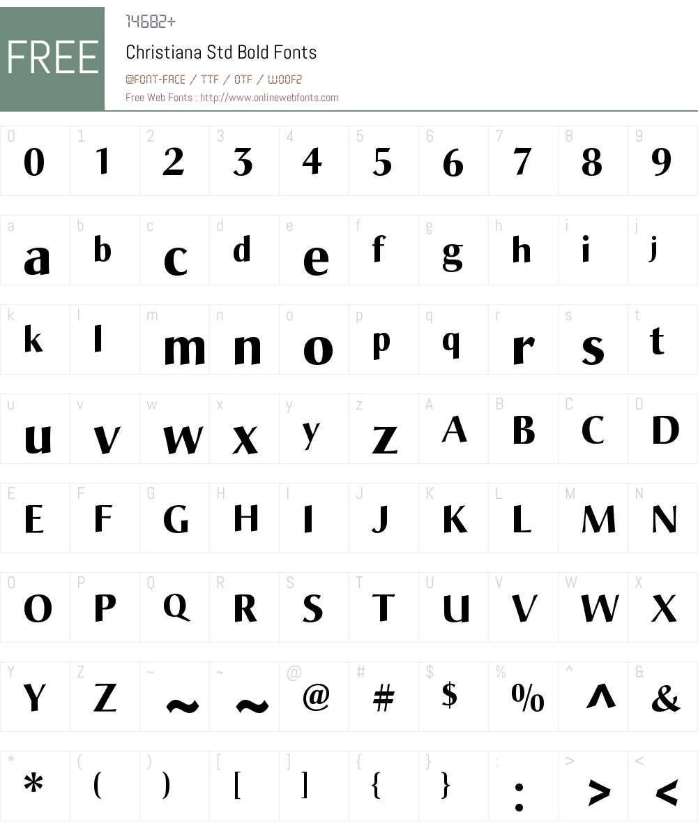 Christiana Std Bold Font Screenshots