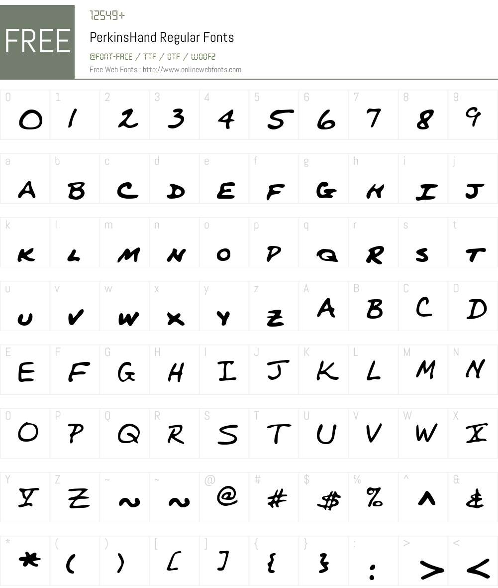 PerkinsHand Font Screenshots