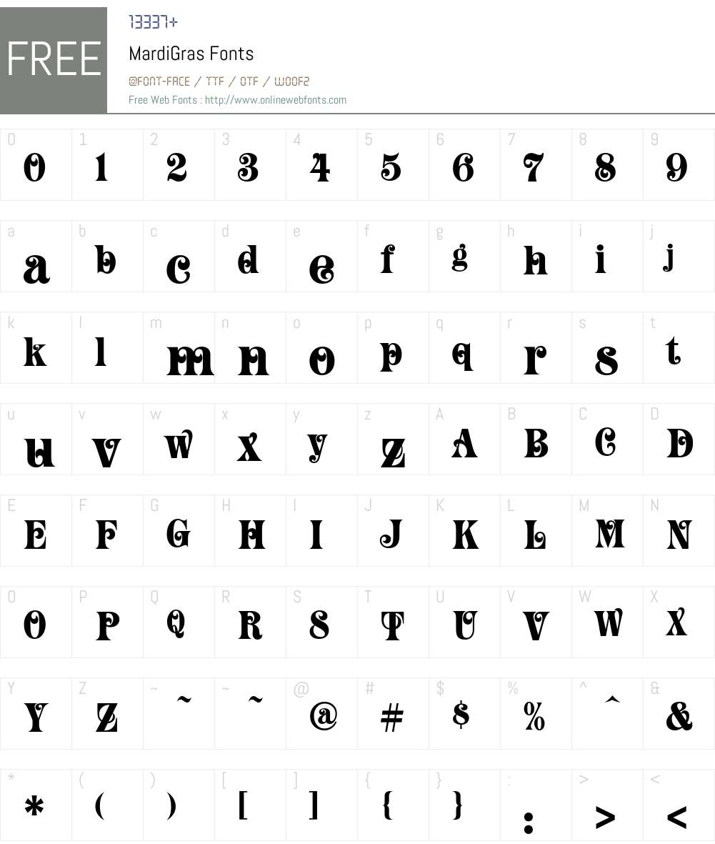 MardiGras Font Screenshots