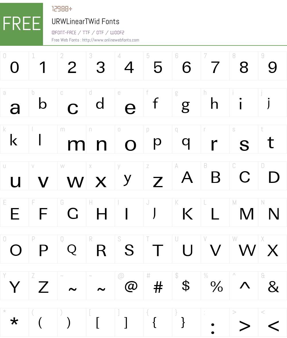 URWLinearTWid Font Screenshots