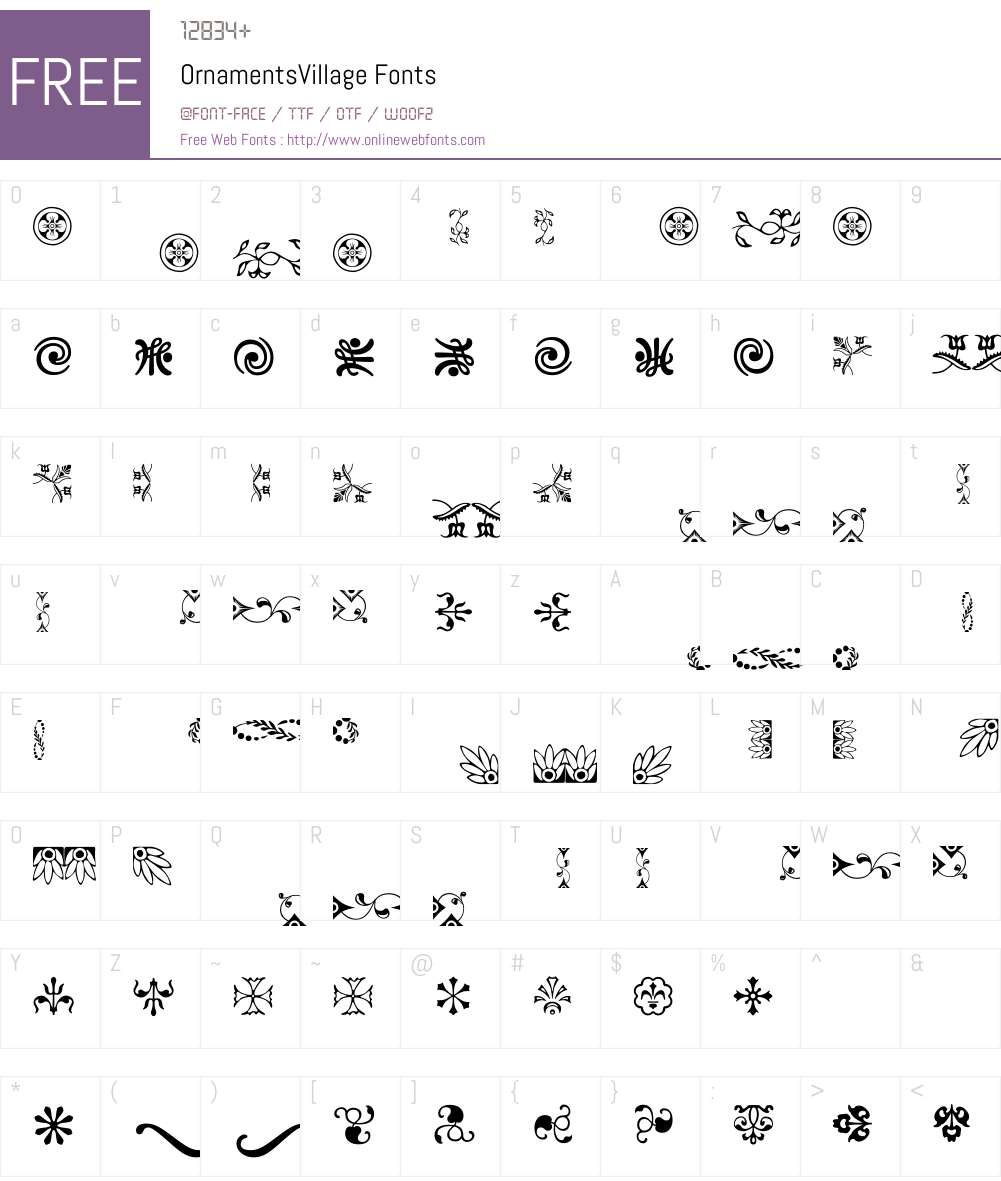 OrnamentsVillage Font Screenshots
