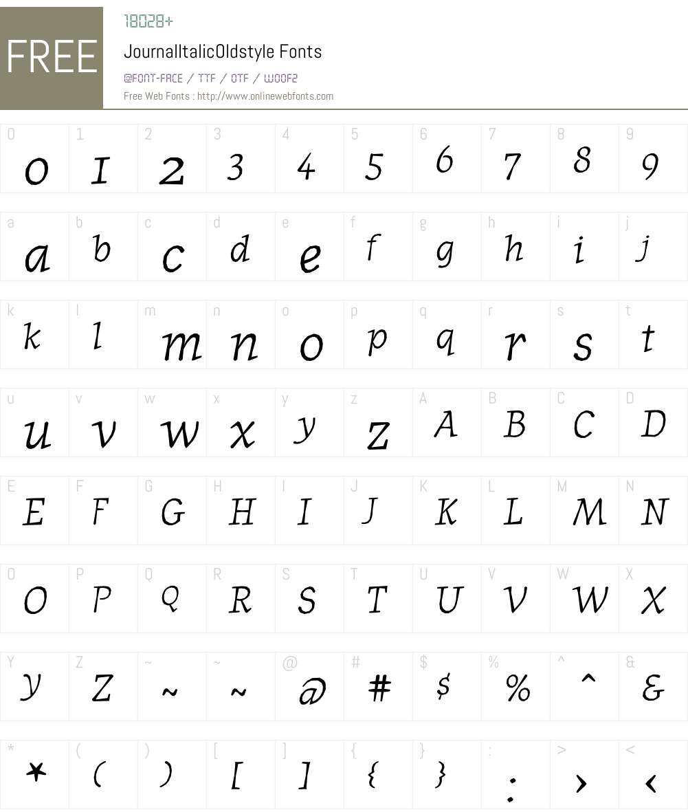JournalItalicOldstyle Font Screenshots
