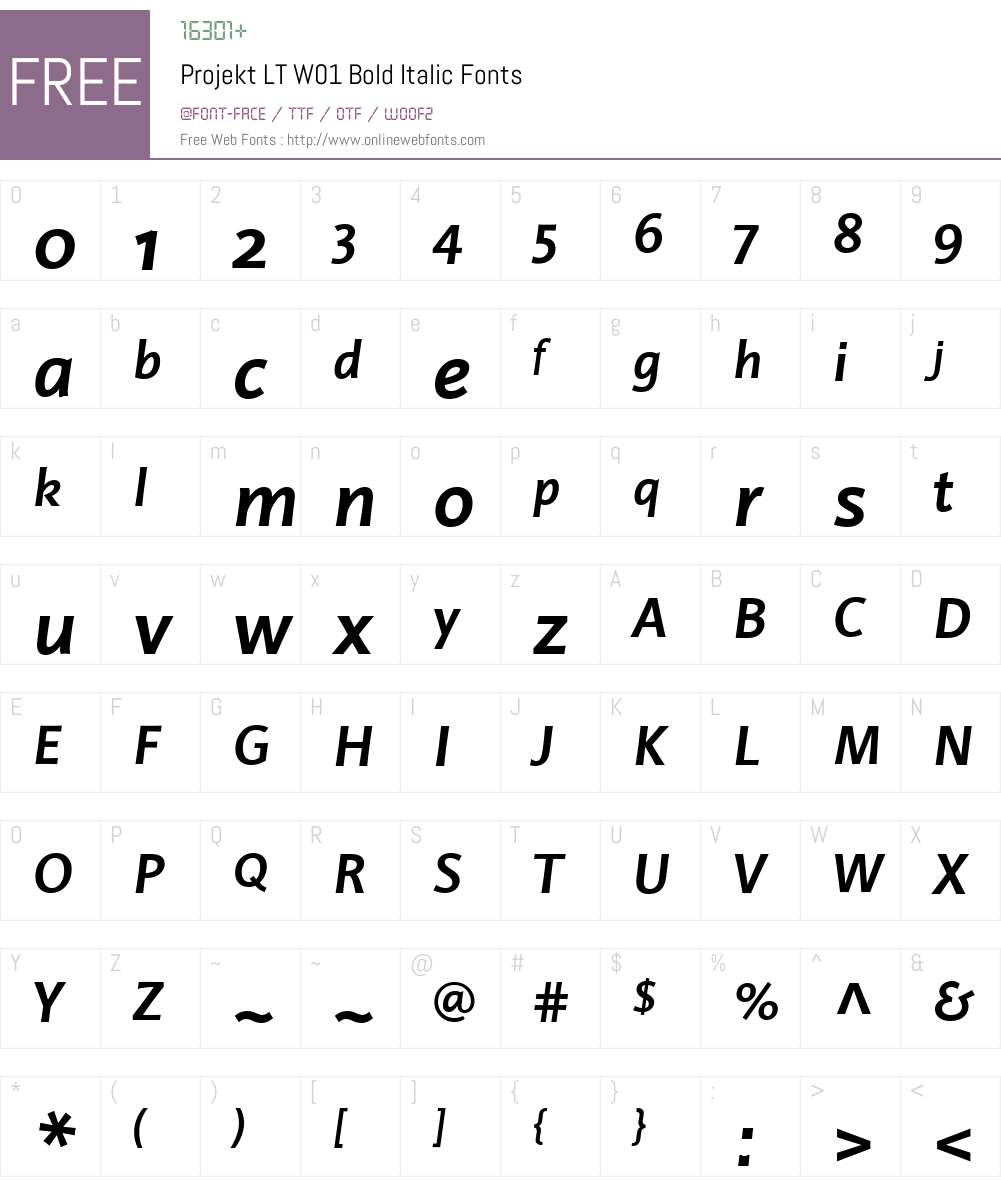 ProjektLTW01-BoldItalic Font Screenshots