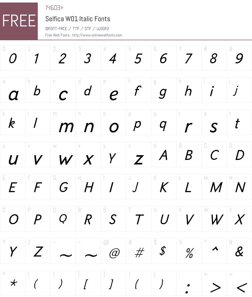 SelficaW01-Italic Font Screenshots