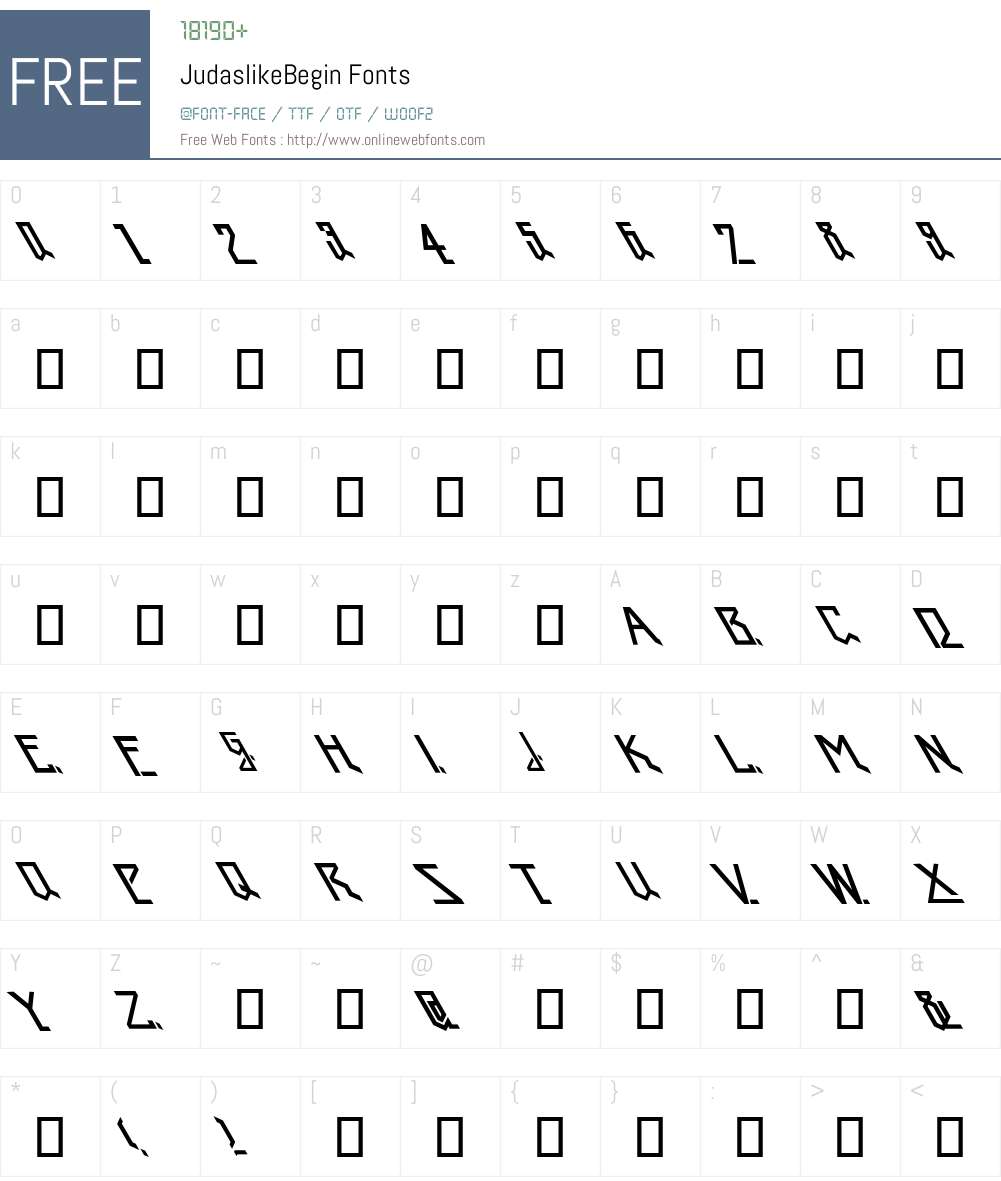 JudaslikeBegin Font Screenshots