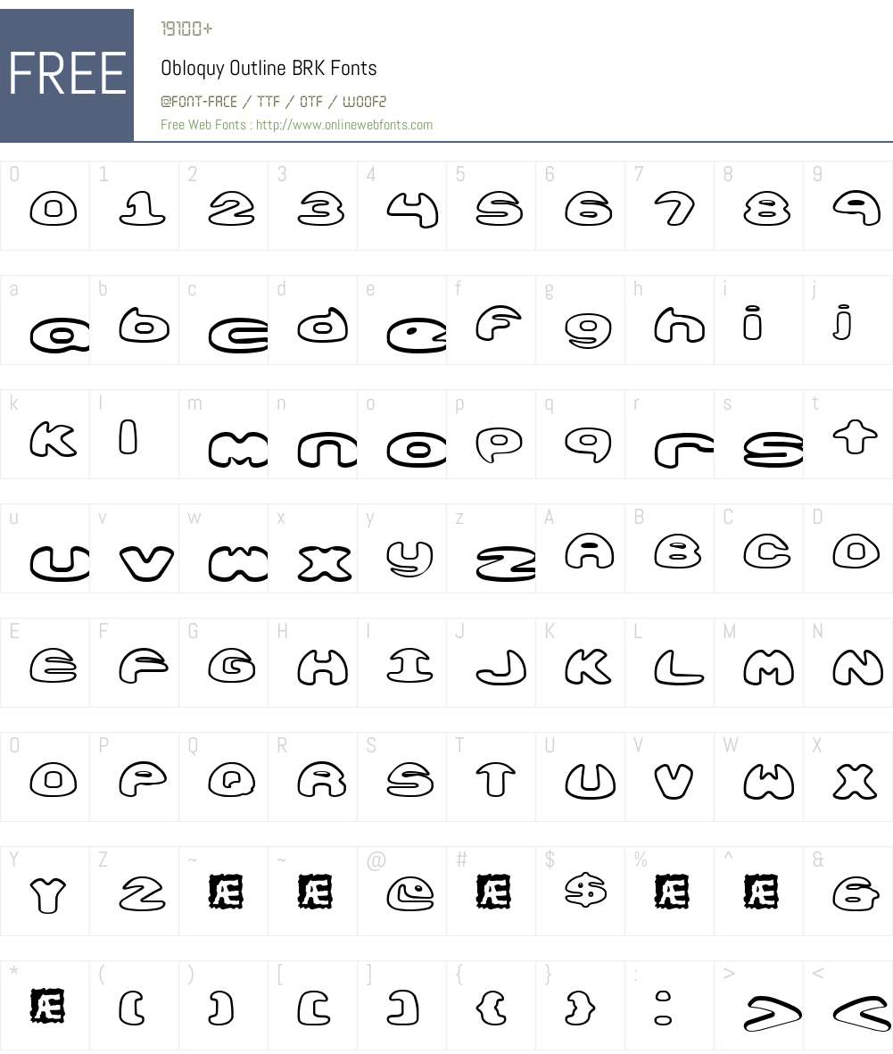 Obloquy Outline BRK Font Screenshots