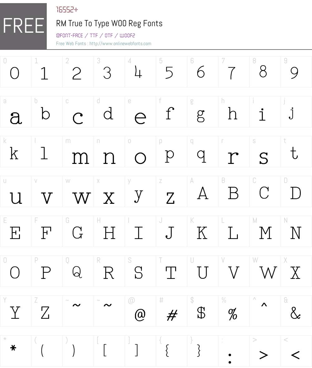 RMTrueToTypeW00-Reg Font Screenshots