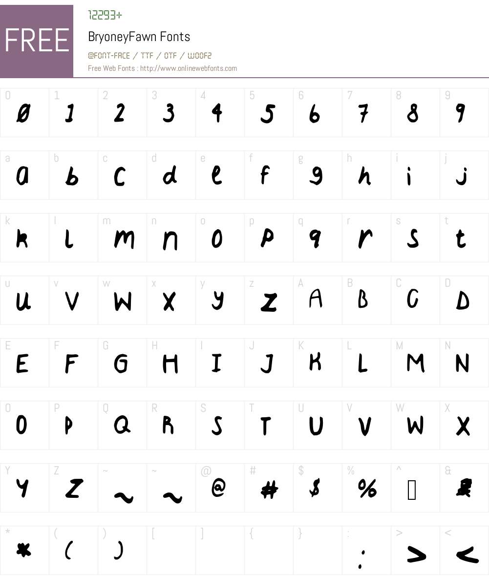 BryoneyFawn Font Screenshots