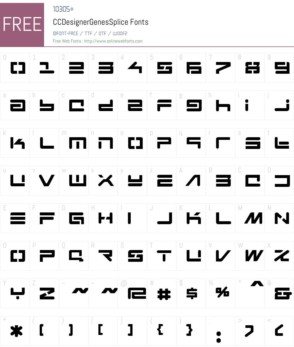 CCDesignerGenesSplice Font Screenshots