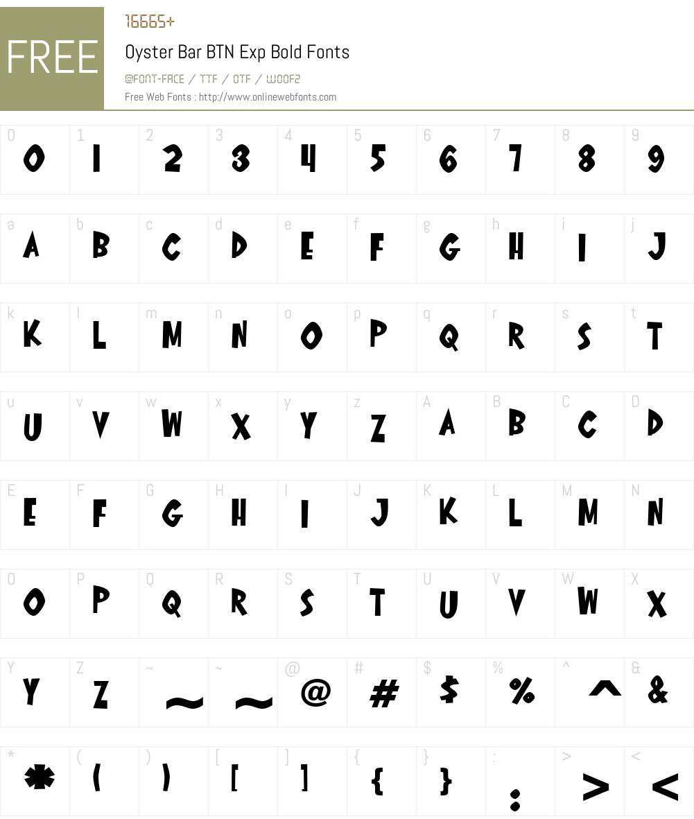 Oyster Bar BTN Exp Bold Font Screenshots