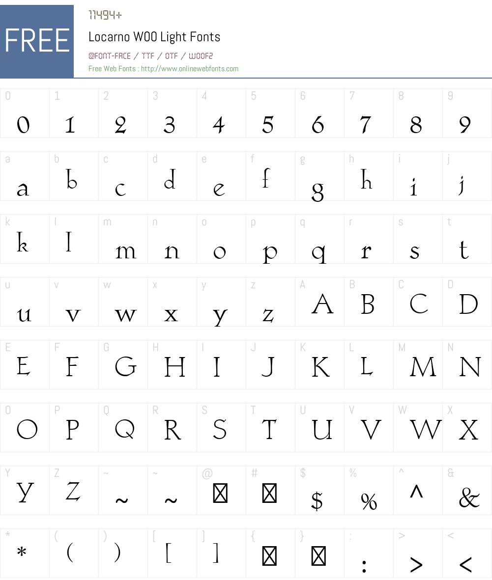 LocarnoW00-Light Font Screenshots
