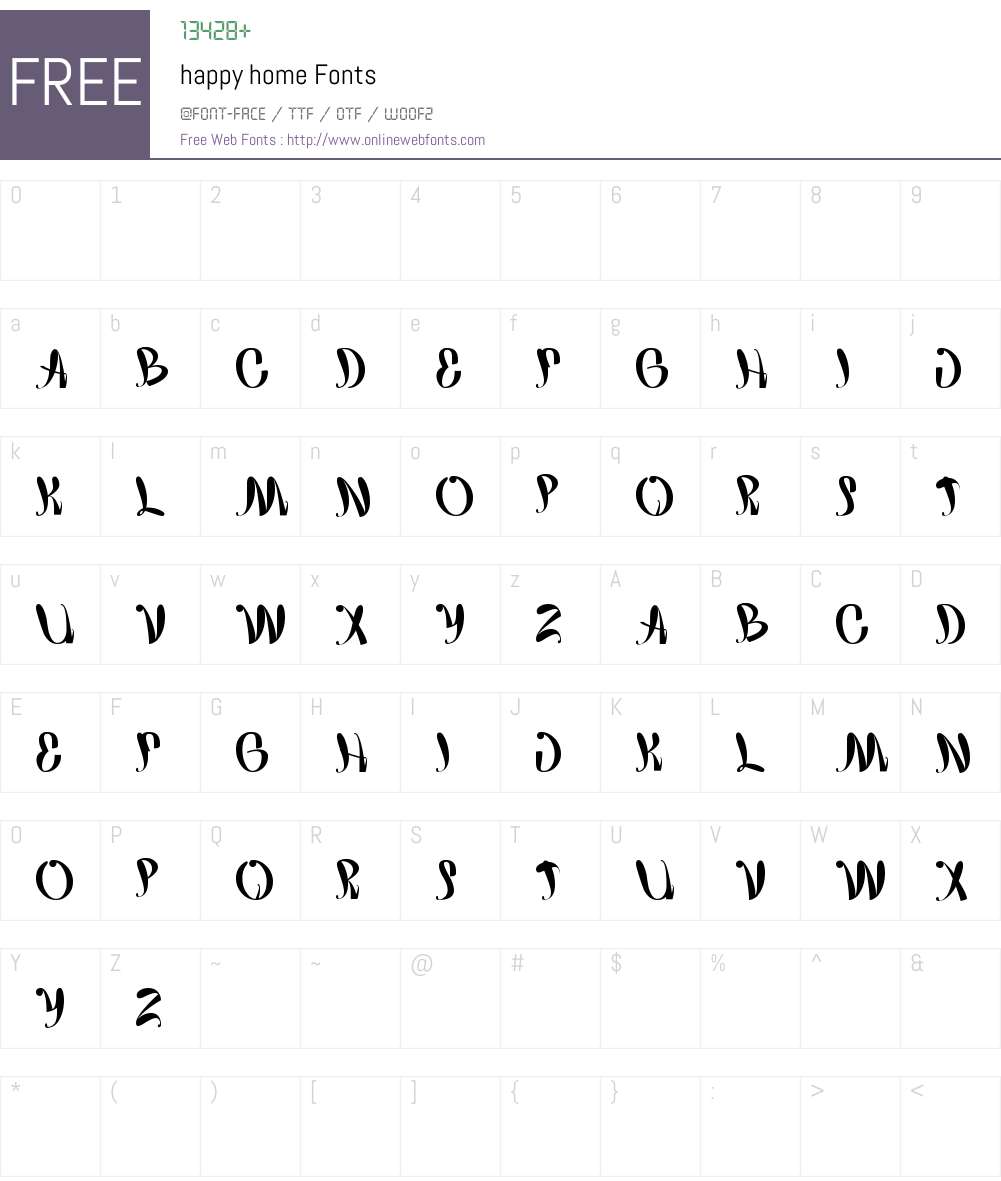 happy home Font Screenshots