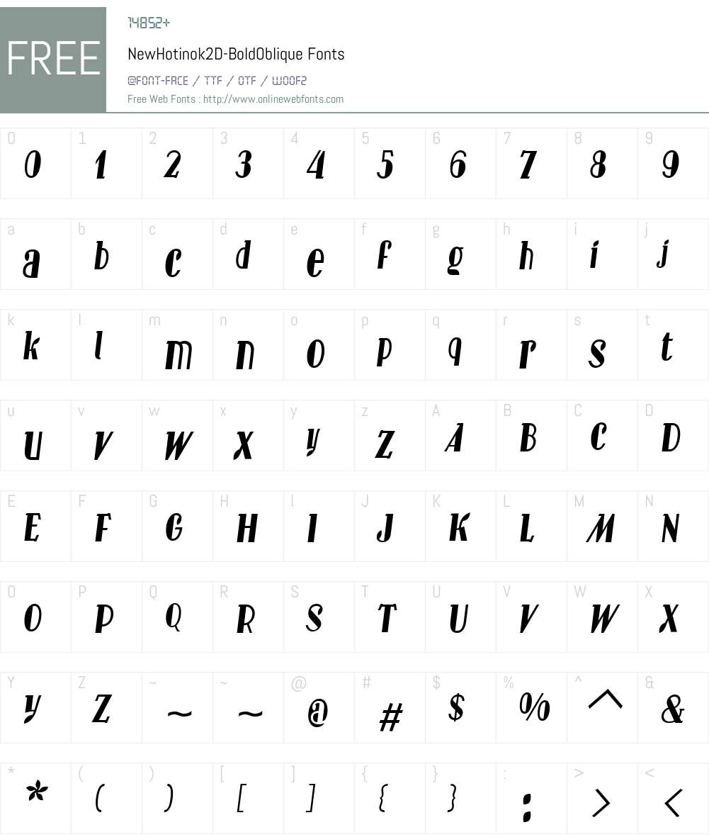 NewHotinok2D-BoldOblique Font Screenshots