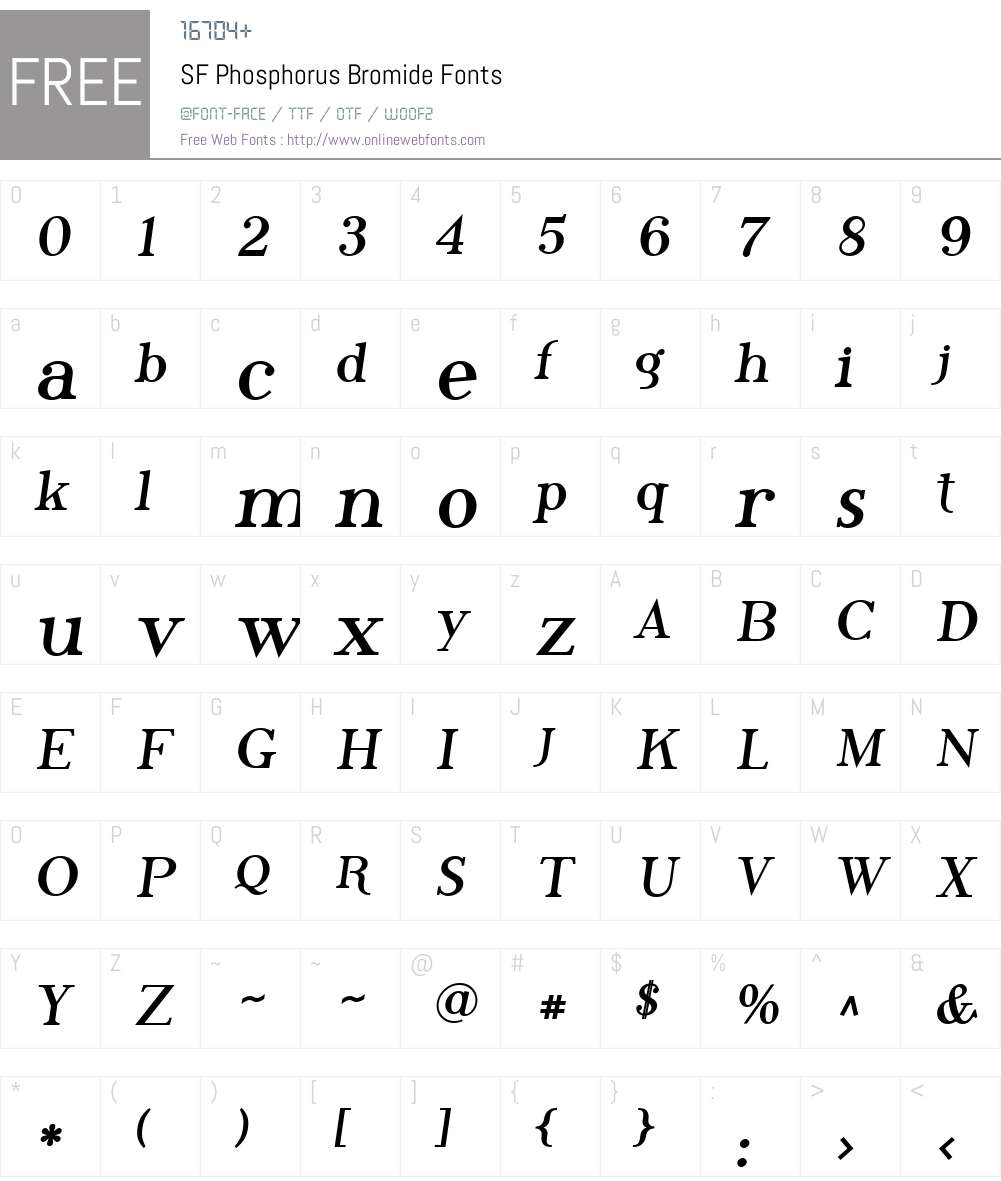 SF Phosphorus Bromide Font Screenshots