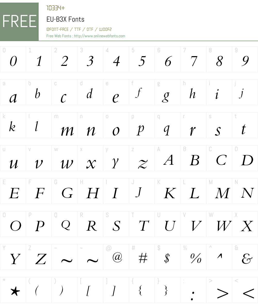 EU-B3X Font Screenshots