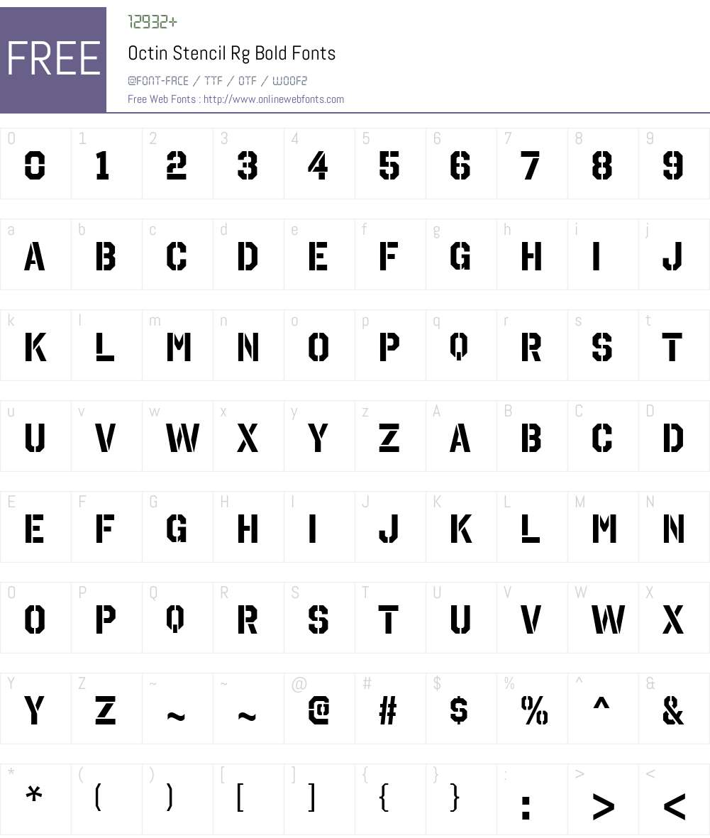 Octin Stencil Font Screenshots