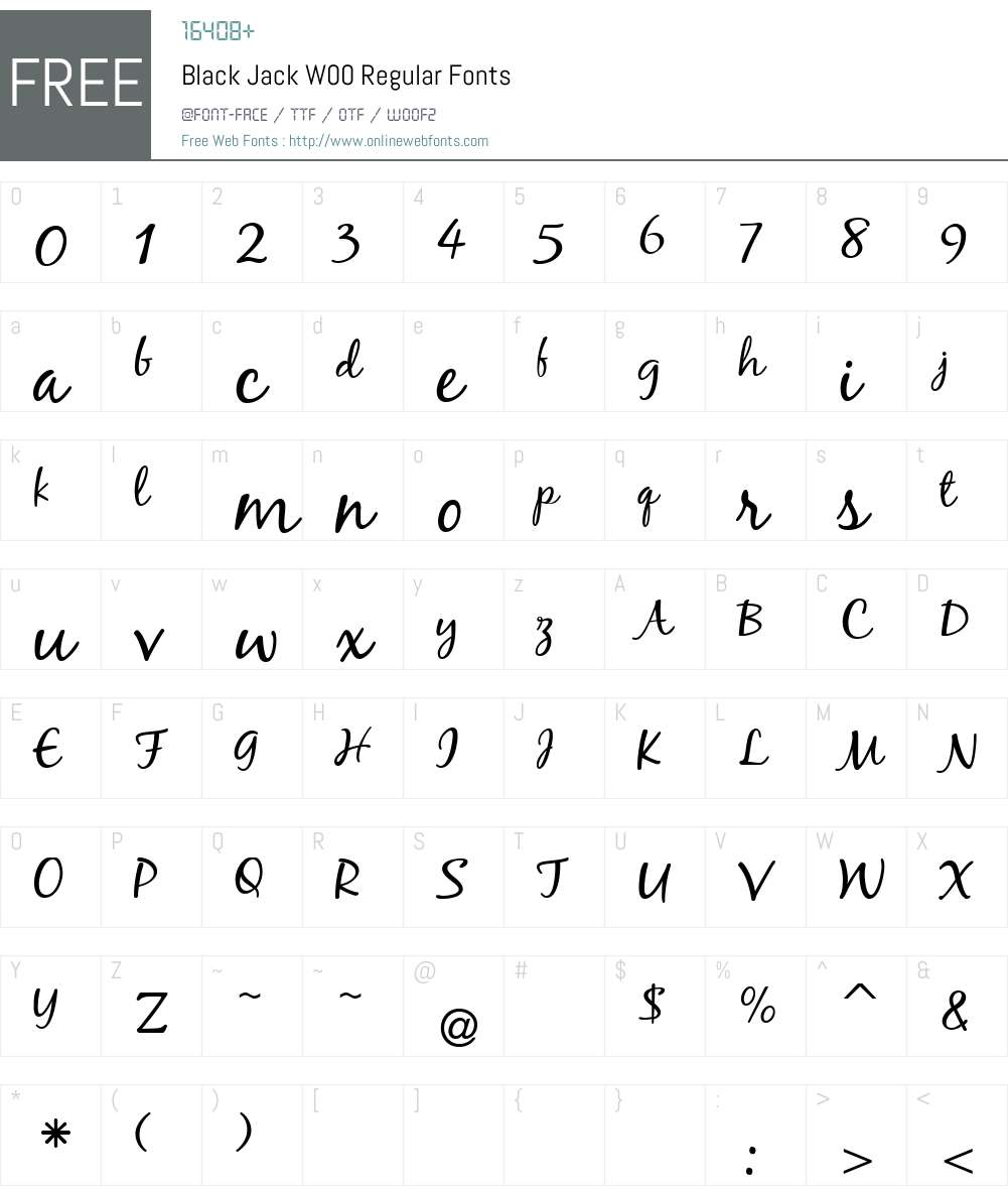 BlackJackW00-Regular Font Screenshots