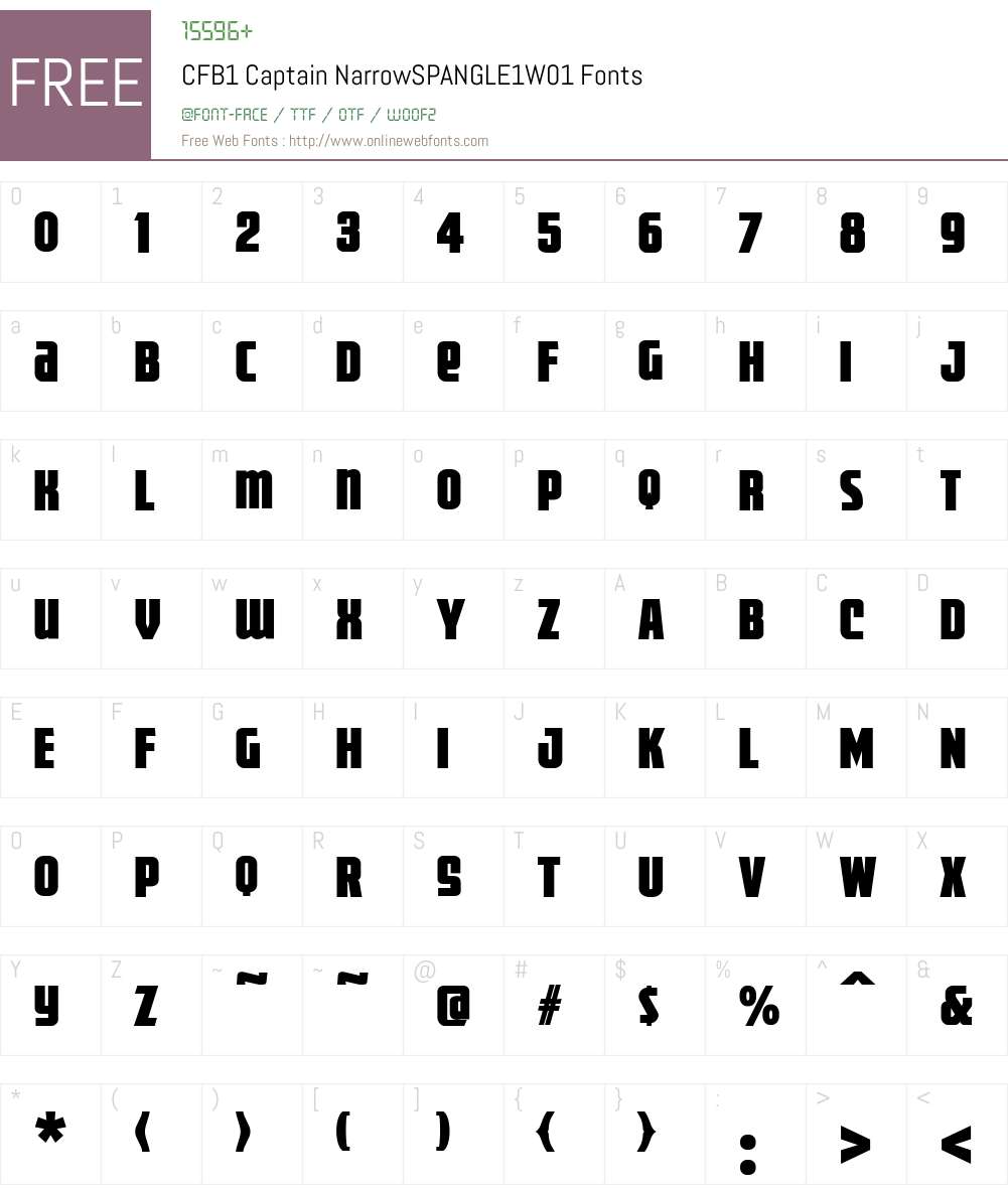 CFB1CaptainNarrowSPANGLE1W01 Font Screenshots