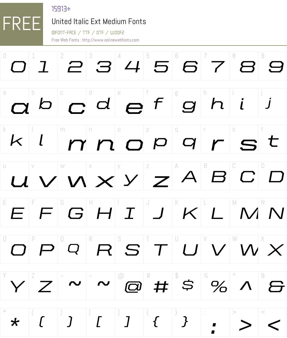 United Italic Ext Font Screenshots