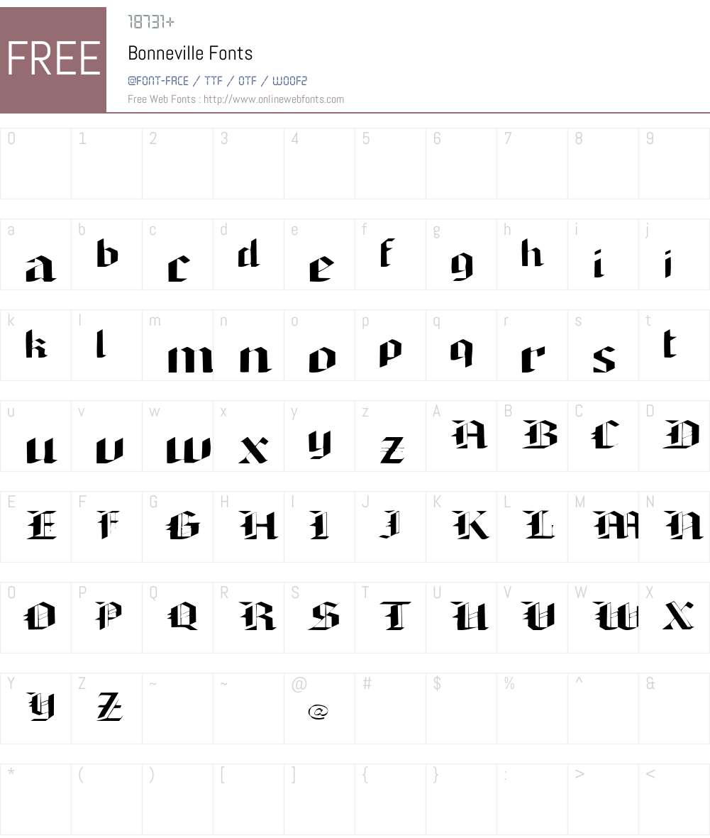 Bonneville Font Screenshots