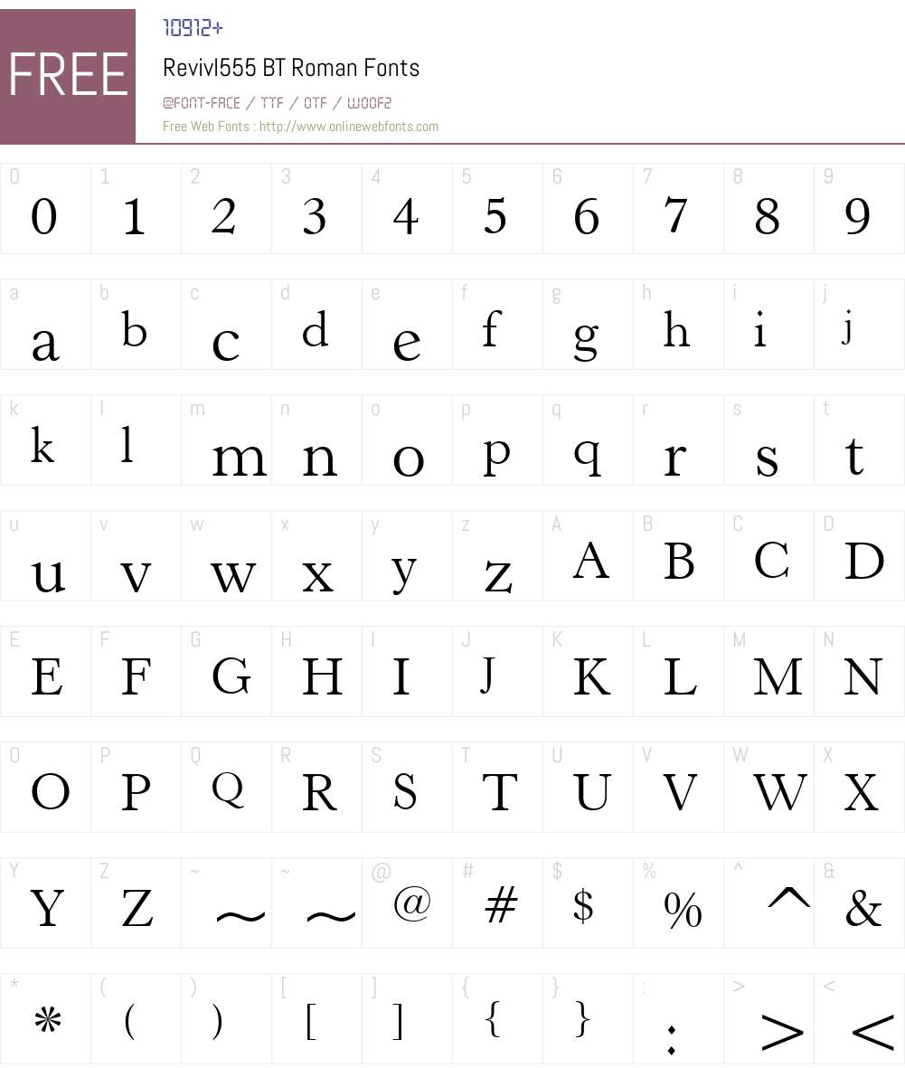 Revivl555 BT Font Screenshots
